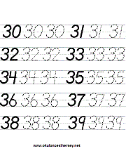 okul öncesi 30 dan 40 ye kadarki sayılar çizgi çalışması
